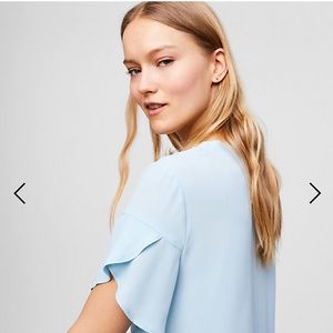 Loft Ice Blue Short Sleeve Blouse
